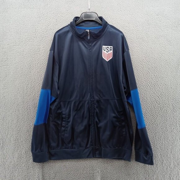 USA Soccer Jacket Mens XL Blue Full Zip Warmup Track‎ Pockets - Picture 1 of 6